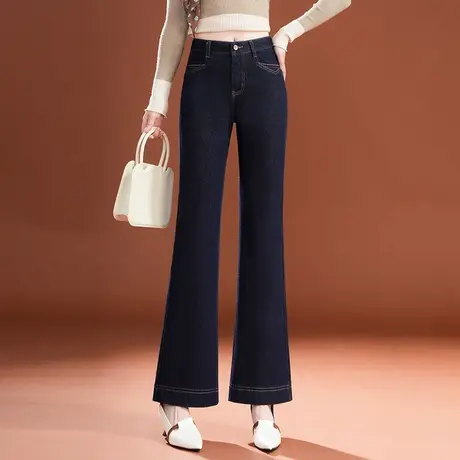 丹宁蓝牛仔喇叭裤女2025秋季新款修身显瘦休闲长裤气质微喇马蹄裤图片