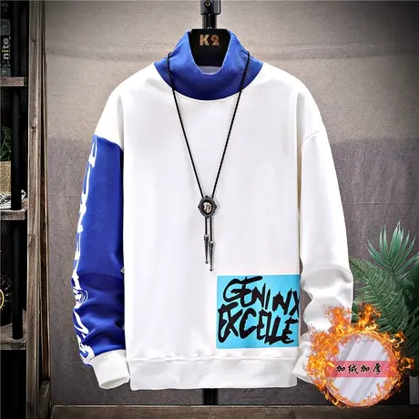 12青少年纯棉半高领卫衣13初中生大童冬装15岁男孩加绒加厚打底衫商品大图