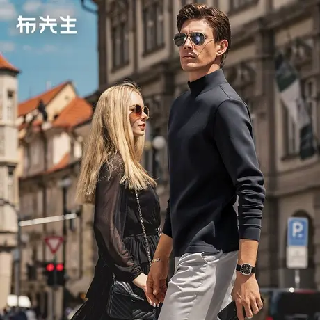 MrBu布先生高领加厚打底长袖上衣2023秋冬新款休闲男士t恤KT01879商品大图