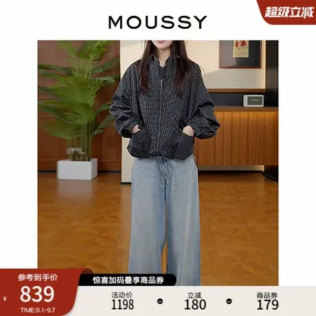 MOUSSY 2025秋季新品休闲风撞色复古格纹拉链夹克028IAC30-1053商品大图