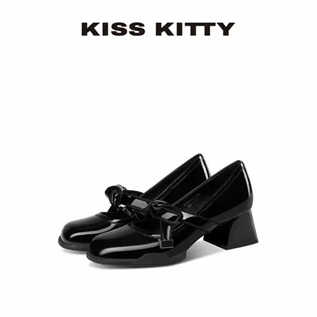 【呼呼专享】KISSKITTY法式蝴蝶结玛丽珍鞋秋季新款粗跟高跟鞋百商品大图
