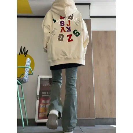 oversize连帽卫衣女2023新款爆款秋冬宽松韩系慵懒风加绒加厚外套商品大图