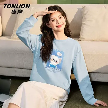 唐狮休闲圆领卫衣外套女2026新款秋冬季女款无帽内搭外穿上衣女VB图片