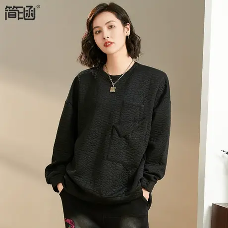 大码卫衣宽松上衣秋冬简涵高端轻奢贵夫人新款加肥加大商品大图