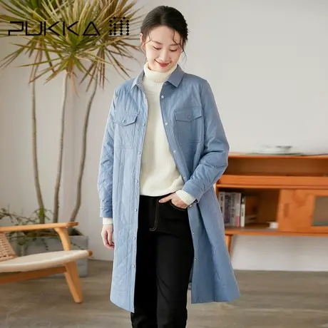 蒲PUKKA 女装中长款薄棉衣2022冬装新款设计感时尚棉服商场同款商品大图