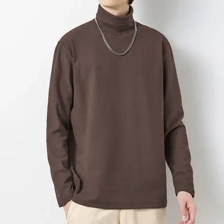 300g重磅德绒打底衫长袖t恤男装高领保暖内搭纯色小衫双面绒体恤商品大图