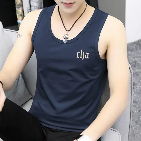 莫代尔冰丝背心男夏季运动健身坎肩跨栏无袖t恤速干凉感吊带汗衫图片