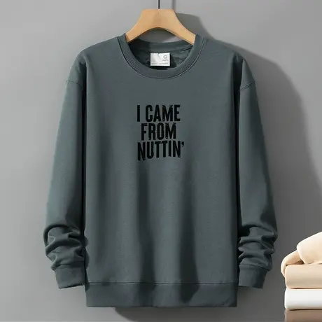 320g重磅男士卫衣春秋款无帽上衣服加绒加厚秋冬保暖圆领长袖t恤商品大图