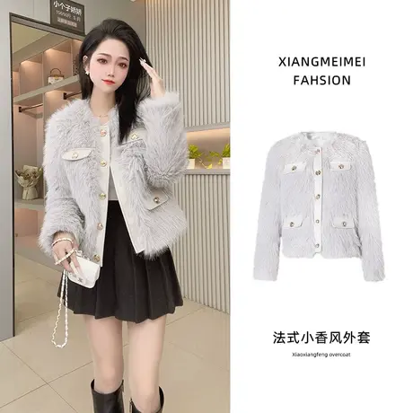 皮毛一体羊羔毛外套女秋冬百搭韩版宽松加厚慵懒毛茸茸羊羔绒上衣商品大图
