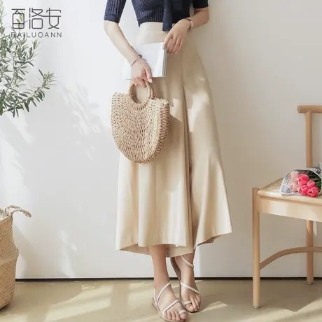 百洛安高腰显瘦九分裤女甩裤夏季新款韩范时尚百搭气质阔腿裤裙裤商品大图