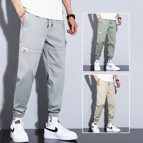 夏季2023秋款男装工装裤男士束脚宽松紧腰弹力哈伦运动休闲裤潮牌商品大图