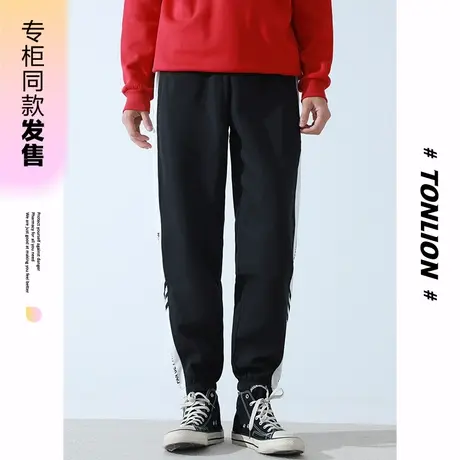 [商场同款]唐狮冬季新款休闲裤男运动潮宽松休闲长裤侧条纹不加绒图片