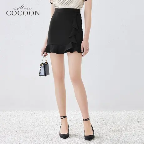 missCOCOON鱼尾半身裙2023夏新款女装时尚不规则荷叶边A字包臀裙图片