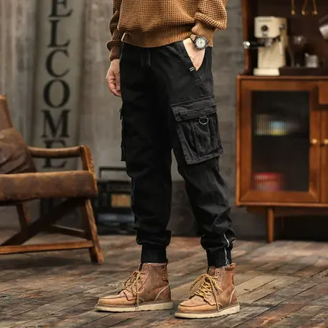 裤子男款时尚潮流束脚工装裤户外多口袋宽松男裤子休闲裤休闲男装商品大图