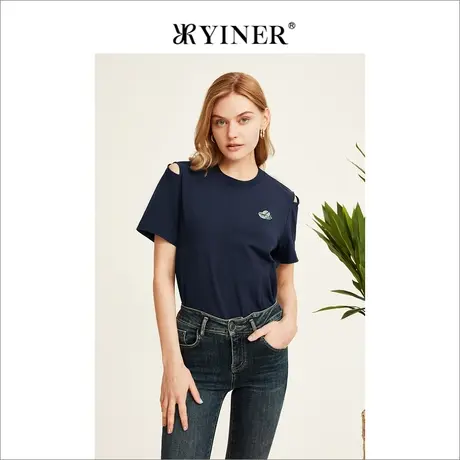 YINER音儿线上专选女装夏季小众设计初秋上衣露肩针织衫商品大图