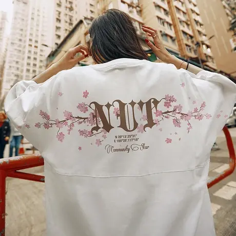 Nuthink加肥加大日系短袖t恤男潮牌宽松潮流国潮半袖夏季半截袖潮商品大图