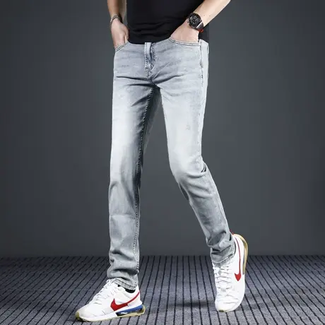 2024新款春夏季牛仔长裤男修身小直筒美式休闲水洗弹力男士裤子商品大图