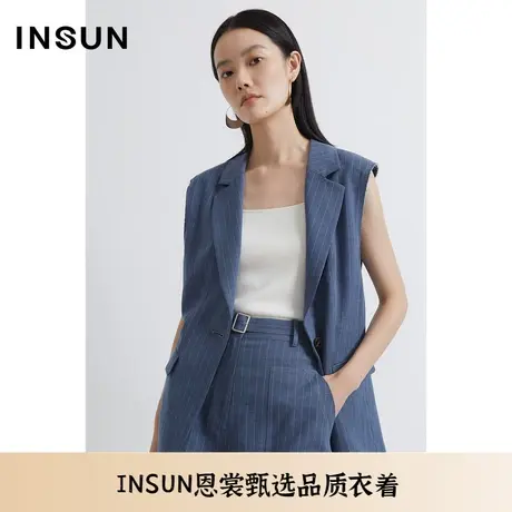 INSUN恩裳夏季肌理感宽松条纹西装马甲商品大图