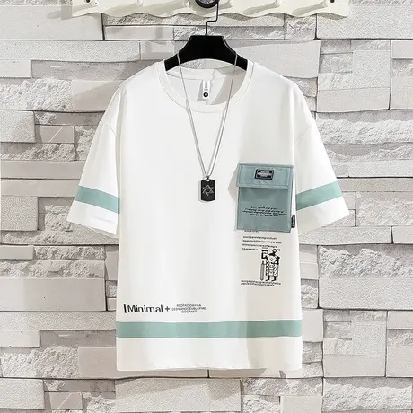 短袖T恤男夏装薄款上衣圆领卫衣青少年半袖个性男装夏季韩版汗衫商品大图