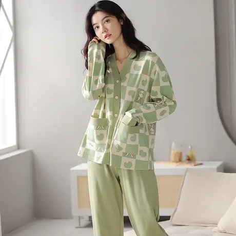南极人纯棉睡衣女春秋季长袖夏天家居服套装2023年新款外穿网红风商品大图