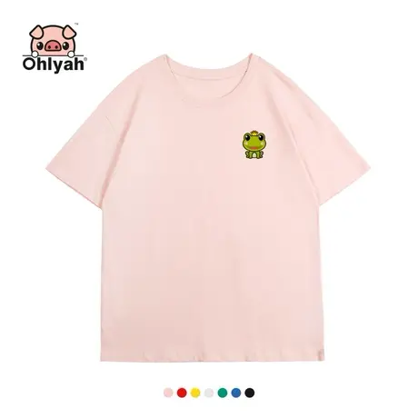 Ohlyah纯棉短袖网红港风大版宽松ins潮t恤女半袖粉色闺蜜学生上衣商品大图