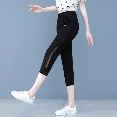 松紧腰七分裤夏季女薄款2023年直筒弹力显瘦中裤中年女士休闲裤子图片