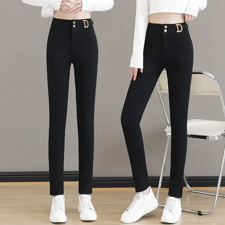 黑色高腰小脚牛仔裤女2023年新款秋冬打底小个子百搭紧身铅笔裤子图片