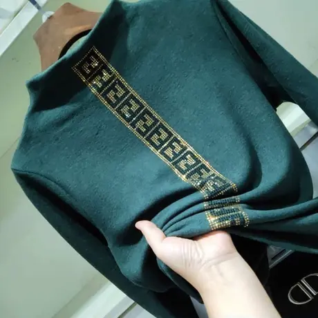 半高领打底衫女秋冬加绒加厚内搭长袖t恤韩版修身洋气百搭上衣潮商品大图