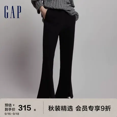 Gap女装秋冬2023新款LOGO碳素软磨抓绒喇叭裤567732运动拖地长裤图片