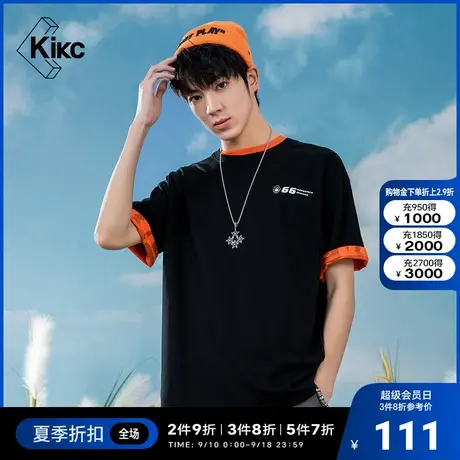 kikcT恤 22夏季新款男短袖宽松潮流圆领印花柔软舒适透气休闲上衣图片