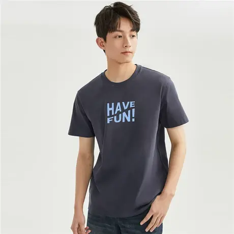 佐丹奴短袖t恤男新款针织纯棉字母印花休闲风圆领上衣男13022203图片