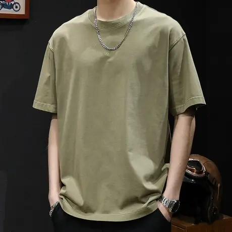 重磅短袖t恤男2023新款男士半袖上衣潮牌大码男装体恤男款夏季棉商品大图