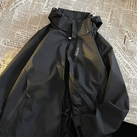 美式机能登山冲锋衣男夏季黑色防晒衣外套春秋户外三合一大码夹克商品大图