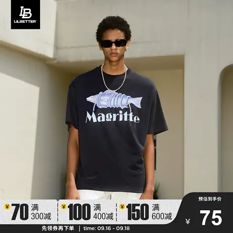 Lilbetter勒内·马格里特联名短袖男款夏季T恤美式体恤休闲男装LB图片