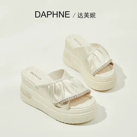 Daphne达芙妮 简约高级感穿搭~小香风配裙子拖鞋女厚底防滑松糕鞋图片