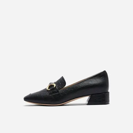 Nine West/玖熙2023年春夏新款单鞋女通勤方头石头纹中跟粗跟女鞋图片