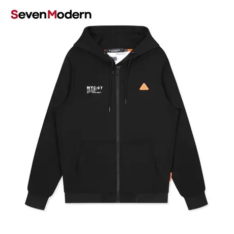 【清仓商场同款】柒牌奥莱男装潮SevenModern运动连帽开衫卫衣商品大图
