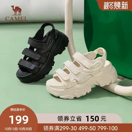 骆驼女鞋2023夏季新款街头运动风增高修饰腿型舒适柔软时尚沙滩鞋商品大图