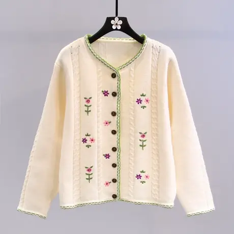 小清新刺绣毛衣外套女秋装2023新款日系甜美百搭学院风针织开衫图片