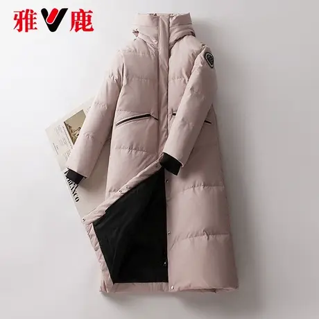 雅鹿连帽羽绒服女中长款2022冬季新款宽松保暖加厚外套高端洋气潮商品大图