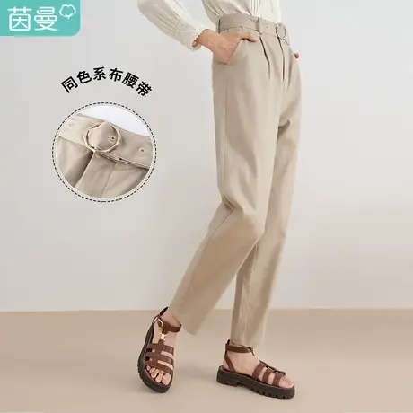 【商场同款】茵曼天丝直筒休闲裤女装2023年秋季新款显瘦萝卜裤子图片