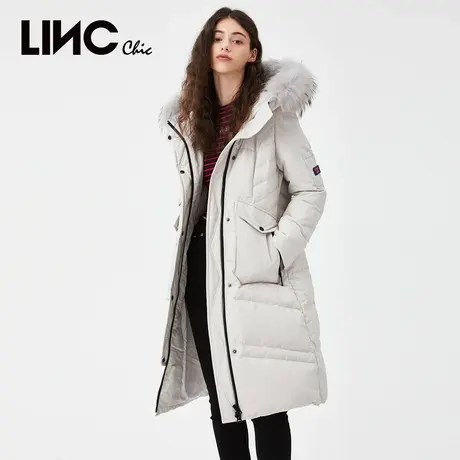 LINC金羽杰羽绒服女长款过膝2023冬新款修身加厚保暖反季断码专柜商品大图