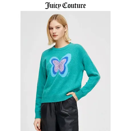 Juicy Couture橘滋秋季新款毛织套头衫精时尚美蝴蝶图案毛衫上衣图片