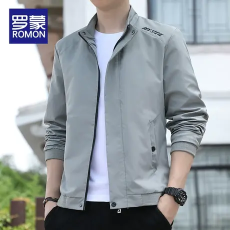 罗蒙外套男春秋季潮牌休闲冲锋衣服男士潮流宽松2023新款立领夹克商品大图