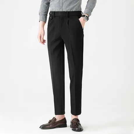 秋冬季毛呢西裤男士韩版修身小脚加厚休闲裤商务潮流复古西服裤子图片