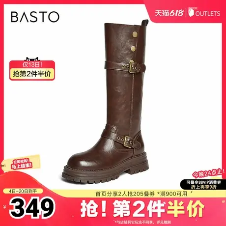 百思图冬季新款商场同款时髦街头骑士靴高筒靴女长靴BG240DG4图片