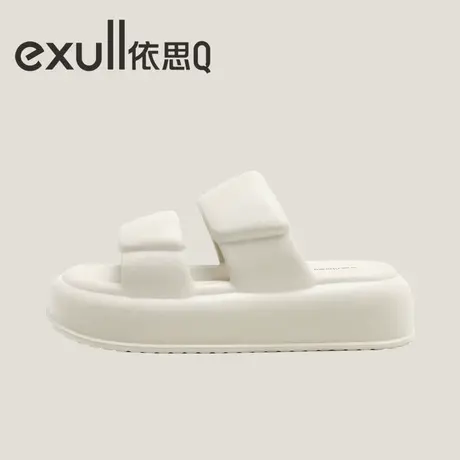 exull/依思Q一字拖鞋女外穿夏时尚舒适简约百搭厚底轻便防滑凉拖图片