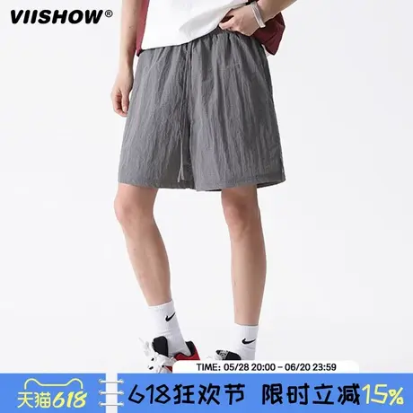 VIISHOW夏季潮牌户外速干工装短裤男复古宽松百搭运动抽绳五分裤商品大图