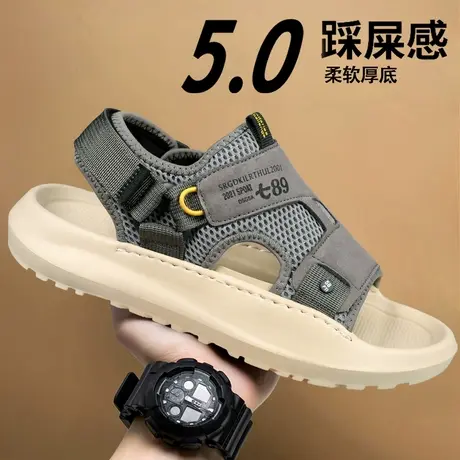 凉鞋男款夏季外穿防滑厚底踩屎感运动拖鞋开车两穿户外海边沙滩鞋商品大图