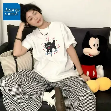 KV真维斯爆款短袖T恤女2025新款 夏季薄款宽松透气正肩显瘦上衣女商品大图